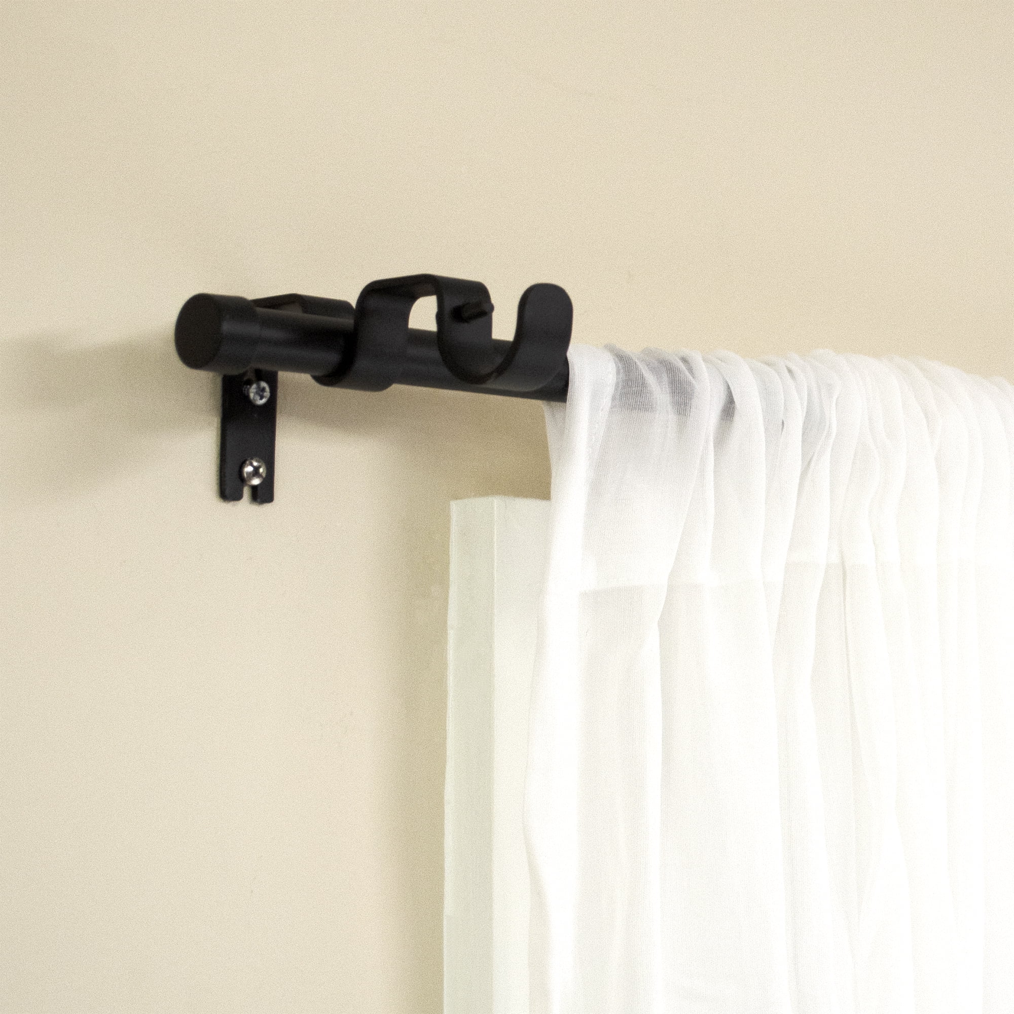 Better Homes & Gardens 5/8" Matte Black Adjustable Add-On Curtain Rod Kit, 32-120"