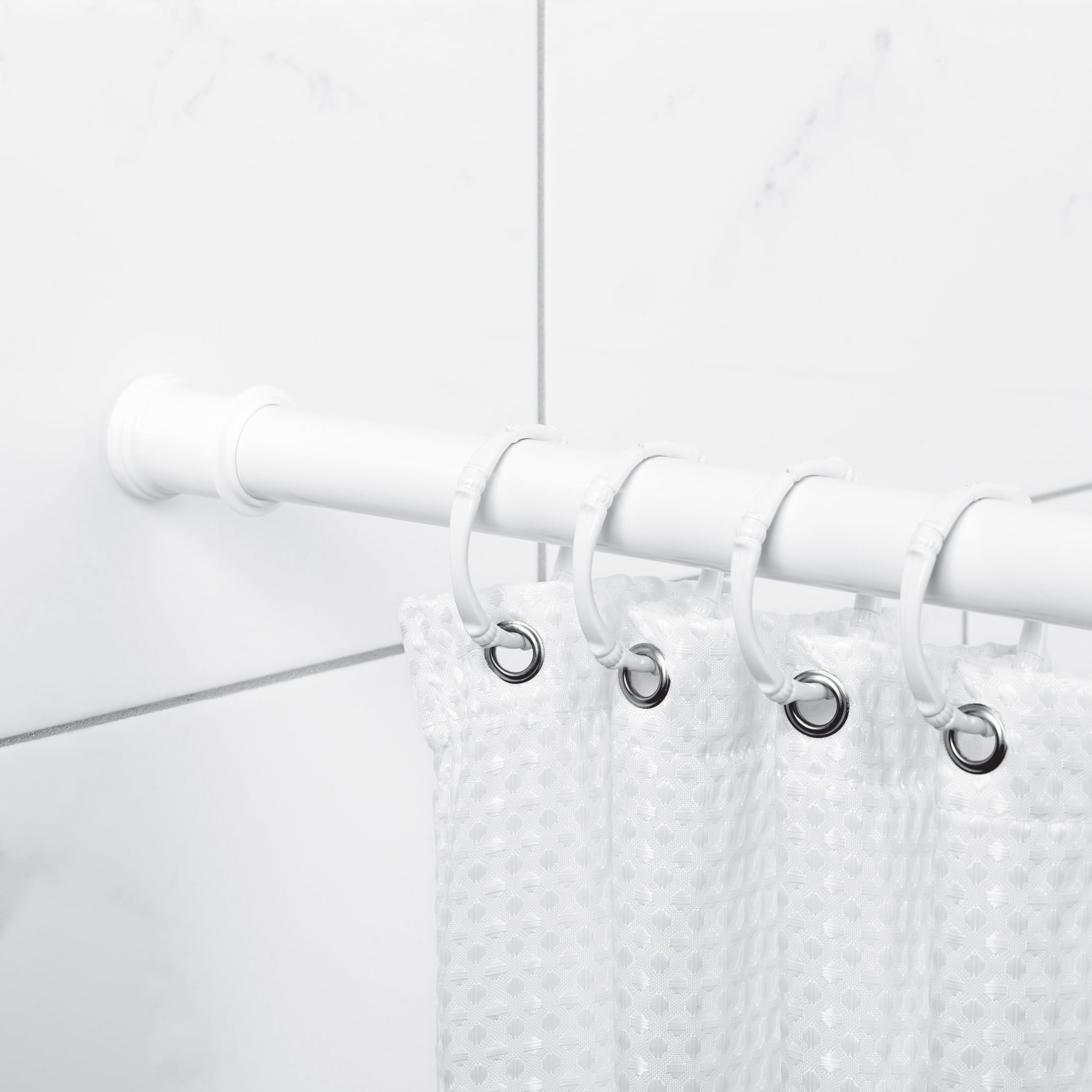 Mainstays Adjustable Tension Shower Curtain Rod, 44-72 in., No-Drill Easy Install, White