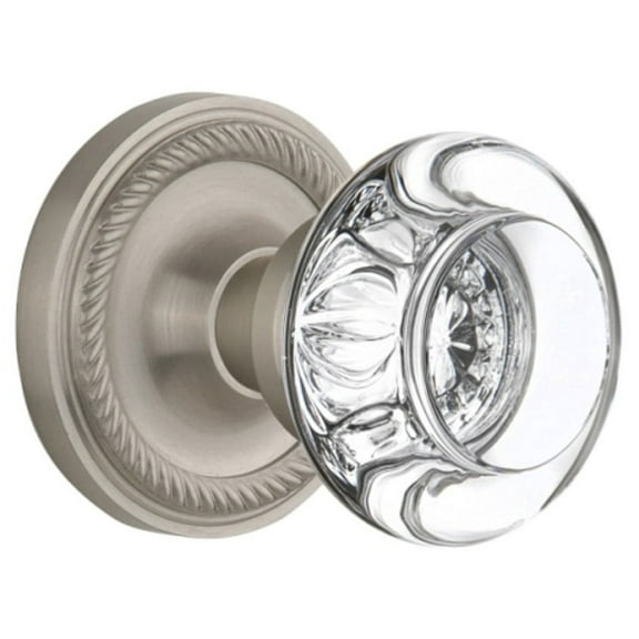 Nostalgic Warehouse Roprcc_Psg_238_Nk Round Clear Crystal Solid Brass Passage Door Knob