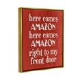 thumbnail image 3 of Stupell Industries Here Comes Amazon Funny Song Graphic Art Metallic Gold Floating Framed Canvas Print Wall Art, Design by Lil' Rue, 3 of 6
