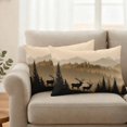 thumbnail image 2 of Black Forest Outdoor Waterproof Pillow Covers, Deer Silhouettes Foggy Grey Pine Tree Decorative Rectangle Throw Pillowcase Sofa Cushion Sham for Patio/Couch/Chair, 20"x12" 2 Pack, 2 of 8