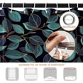thumbnail image 6 of Teal Leaves Shower Curtain, Plant Tree Black Bathroom Curtain, Modern Botanical Natural Shower Curtain Set with 12 Hooks for Bathroom, 72Wx72L inch, 6 of 6