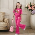 thumbnail image 2 of Tiweut 2 Piece Outfits for Girls 41 Print Flared Pants and Short Sleeve T Shirts Kid Streetwear Clothes Set,12-13 Y, 2 of 5