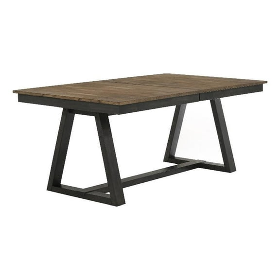 Pemberly Row Modern Transitional Wood Trestle Table in Brown/Pecan