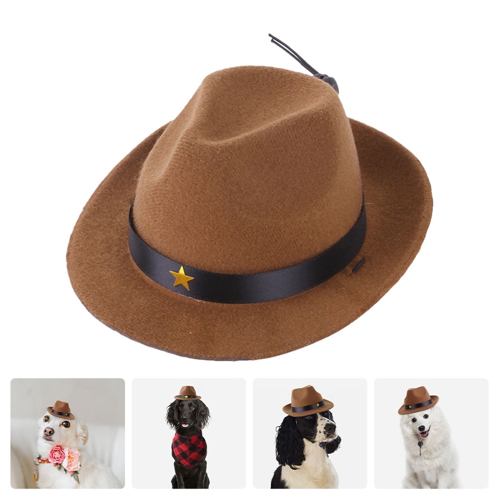 NICEXMAS Brown Decorative Polyester Pet Hat Cowboy Style with Adjustable Strap for Photo Shoots