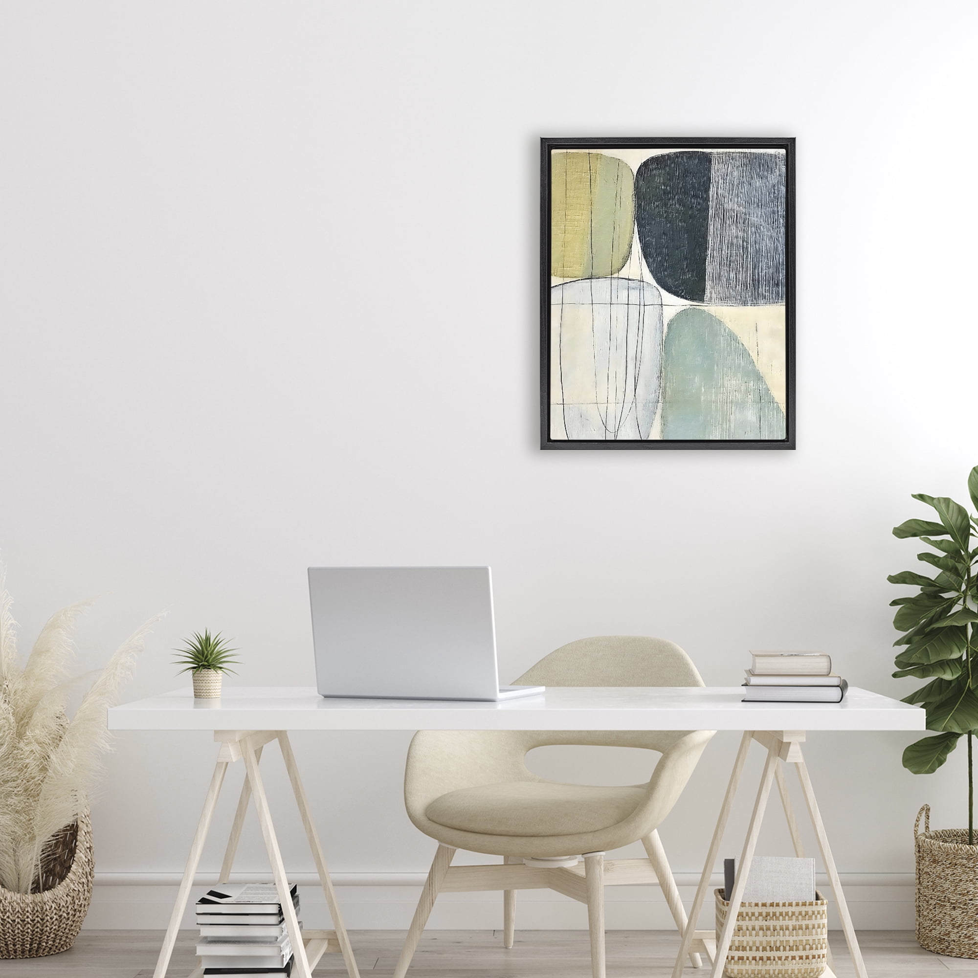 Stupell Industries Modern Organic Composition Black Framed Floater Canvas Wall Art, design by Riley B