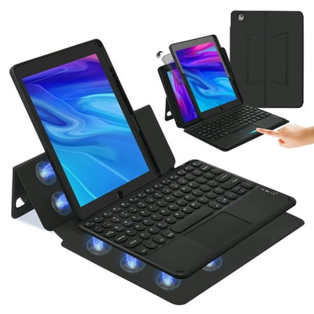 HUKOER Magnetic Keyboard Case with Touch for iPad 9th Gen 10.2" with S Pen Holder,360° Detachable iPad Case for iPad 10.2 iPad 9th/8th/7th,Black