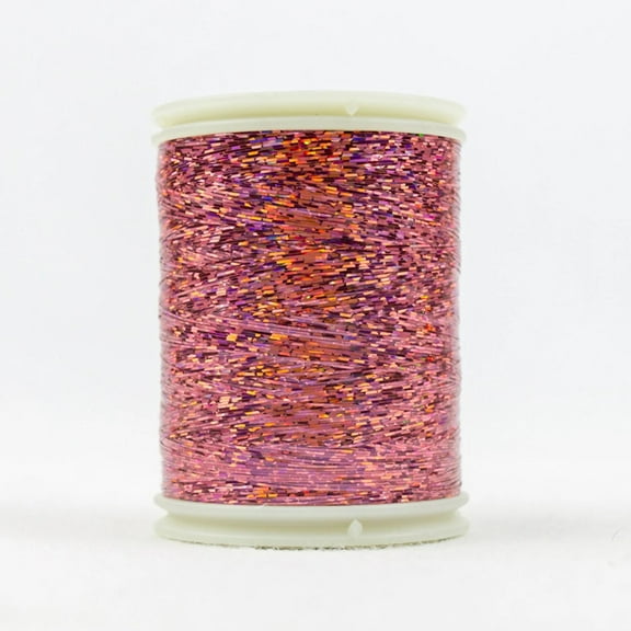Hologram Flat Slitted Polyester Thread - Red - 300m