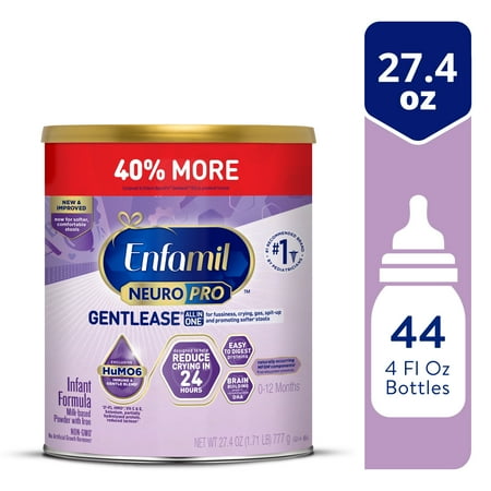 Enfamil NeuroPro Gentlease Baby Formula, Infant Formula Nutrition, Brain Support that has DHA, HuMO6 Immune Blend, Designed to Reduce Fussiness, Crying, Gas & Spit-up in 24 Hrs, Powder Can, 27.4 Oz