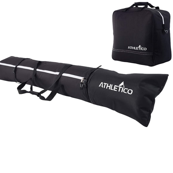 Bolsa de esquí combinada Athletico, acolchada, bolsa de esquí y bolsa para botas, color negro
