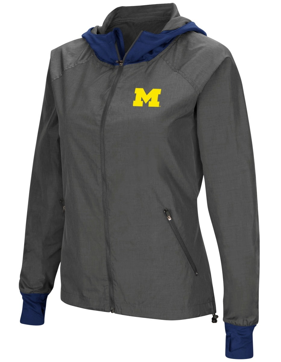 Michigan Wolverines NCAA Women's "Backside" Full Zip Hooded Charcoal Jacket by Colosseum