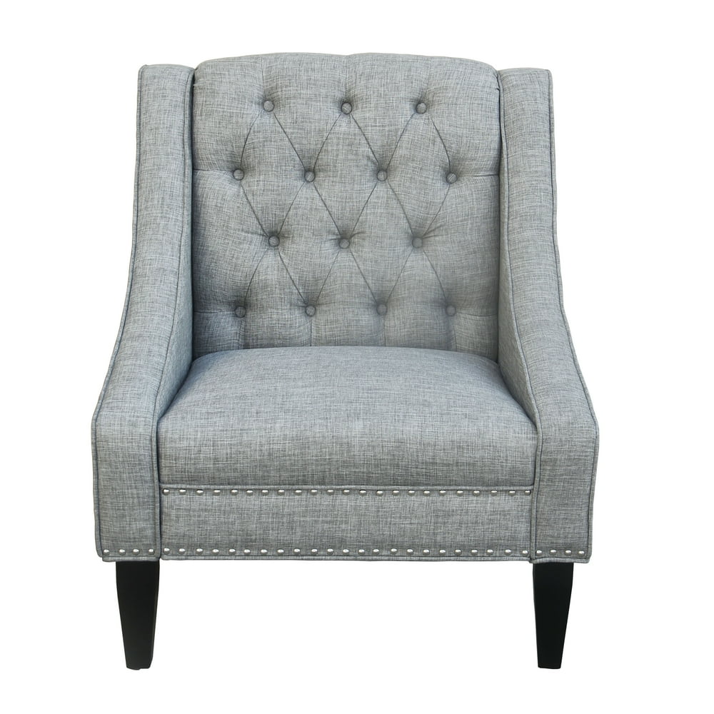 Tufted Swoop Arm Accent Chair in Gray