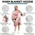 thumbnail image 5 of Pink Beagle and Flower Wearable Oversized Blanket,Wearable Blanket Hoodie for Adults,Cozy Hooded Blankets with Super Pockets,Super Warm Fuzzy Pullover for Women & Men, 5 of 6