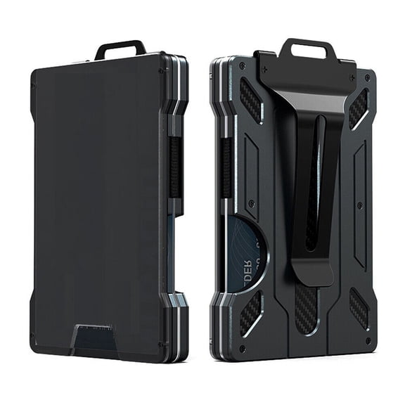 Men's Wallet Ultra-thin Aluminum Alloy Money Clip Credit Card Holder Metal Black