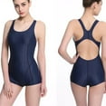 thumbnail image 4 of UTSJKR Women's One Piece Swimsuit Tummy Control Bathing Suit Athletic Criss Cross Back Slimming Halter Swimwear Full Coverage Navy M, 4 of 6