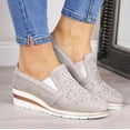 thumbnail image 2 of Dakaela Women's Slip on Casual Shoes Rhinestone Canvas Loafers Running Walking Wedge Sneakers Grey 9, 2 of 4