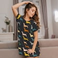 thumbnail image 3 of Sikiie Plaid Dachshund Print Women's Short-sleeved Nightdress, Round Neck Pullover Nightdress Pajamas Summer Home Wear, 3 of 6