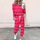 thumbnail image 1 of Puntoco Traje Casual Con Cordón Y Cuello Redondo De Manga Larga Con Estampado Holgado A La Moda Para Mujer, Color Rojo Rosa Xxxl, 1 of 5