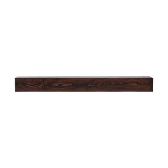 Rustic Brown Floating Fireplace Mantel Shelf, 60" Handcrafted Wood Wall Mounted Mantle for Farmhouse Decor, 50 lbs Capacity