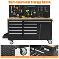thumbnail image 4 of 61" Workbench, Rolling Tool Chest, Heavy Duty Wood Top Work Table with Drawers and Pegboard, Work Bench Organizers with Power Outlet, Wheels, Mobile Workstation for Garage, Workshop, 4 of 5