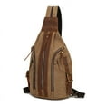 thumbnail image 2 of Back New Retro Chest Bag Men's Crazy Horse Leather Canvas Bag, 2 of 2