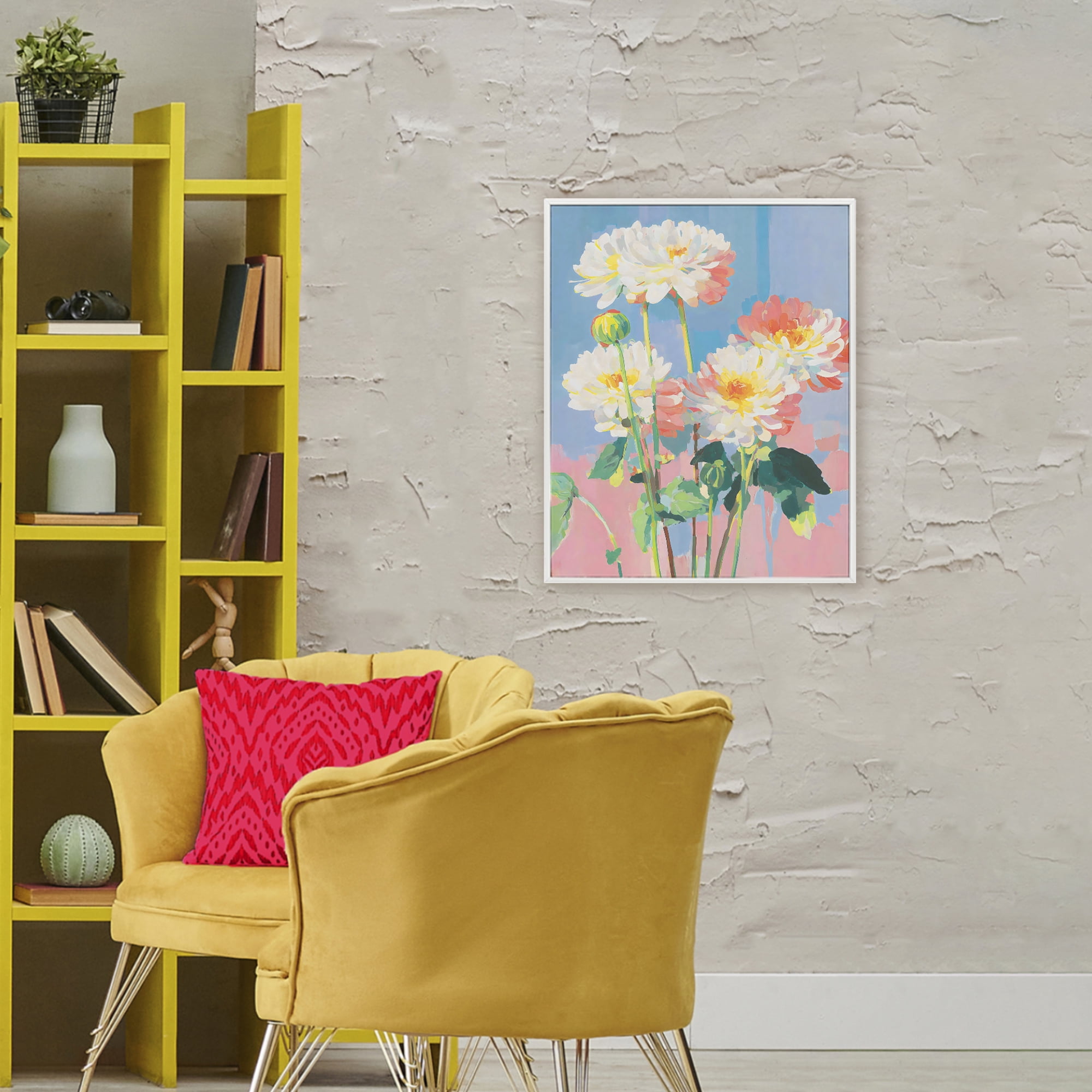 Stupell Industries Colorful Chrysanthemum Impressions White Framed Giclee Art, design by Sisi and Seb
