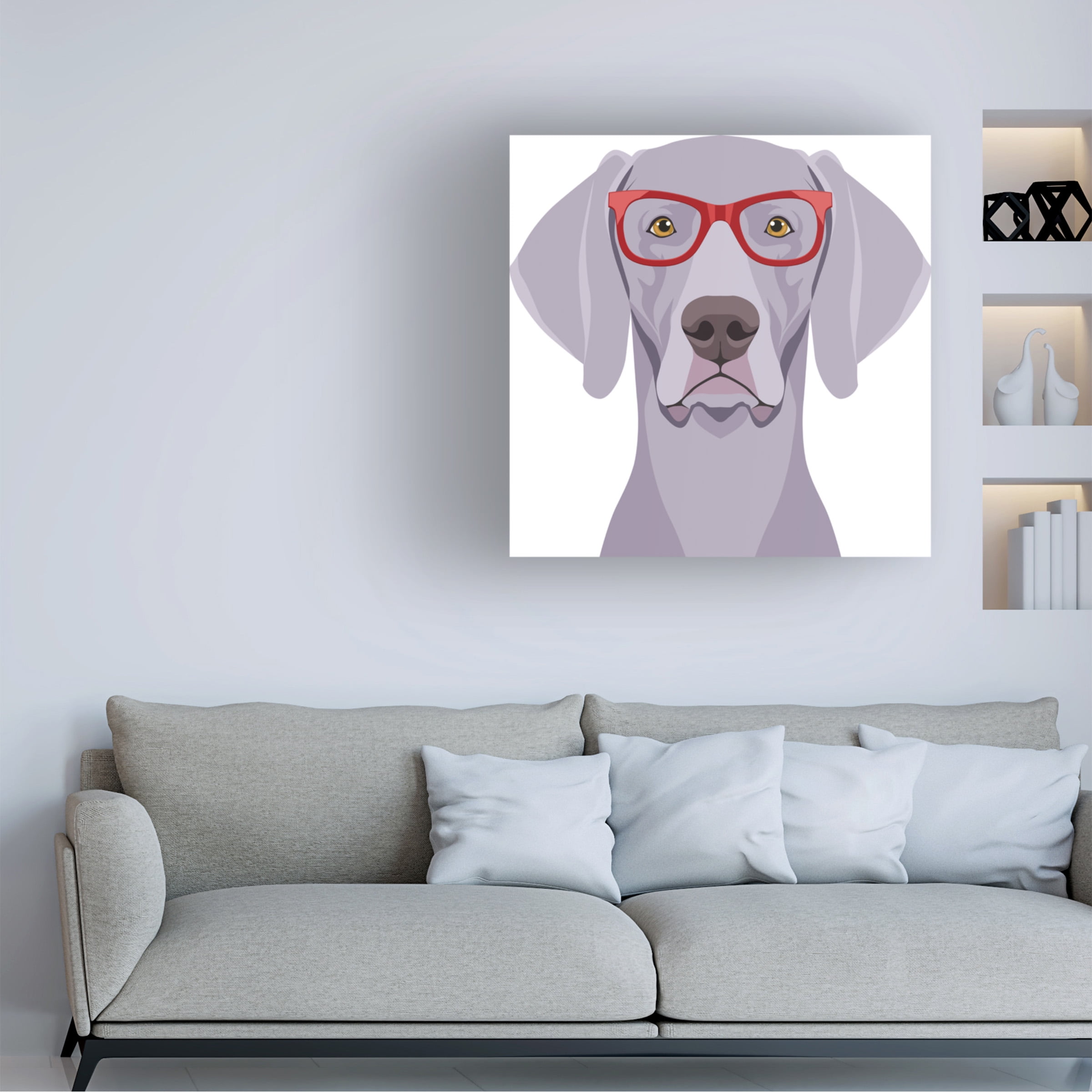 Furbaby Affiliates 'Weimaraner Wearing Hipster Glasses 1' Canvas Art