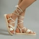 thumbnail image 3 of Sandalias planas con correa de tela de suela suave para mujer, antideslizantes, resistentes al desgaste, cómodas, tendencia de moda, 3 of 5