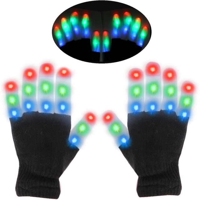 Guantes LED, guantes luminosos para niños, guantes luminosos de 6 modos para fiestas, bailes, festivales, Navidad, noche de hogueras, obsequios, regalos de fiesta de cumpleaños infantiles, correr,