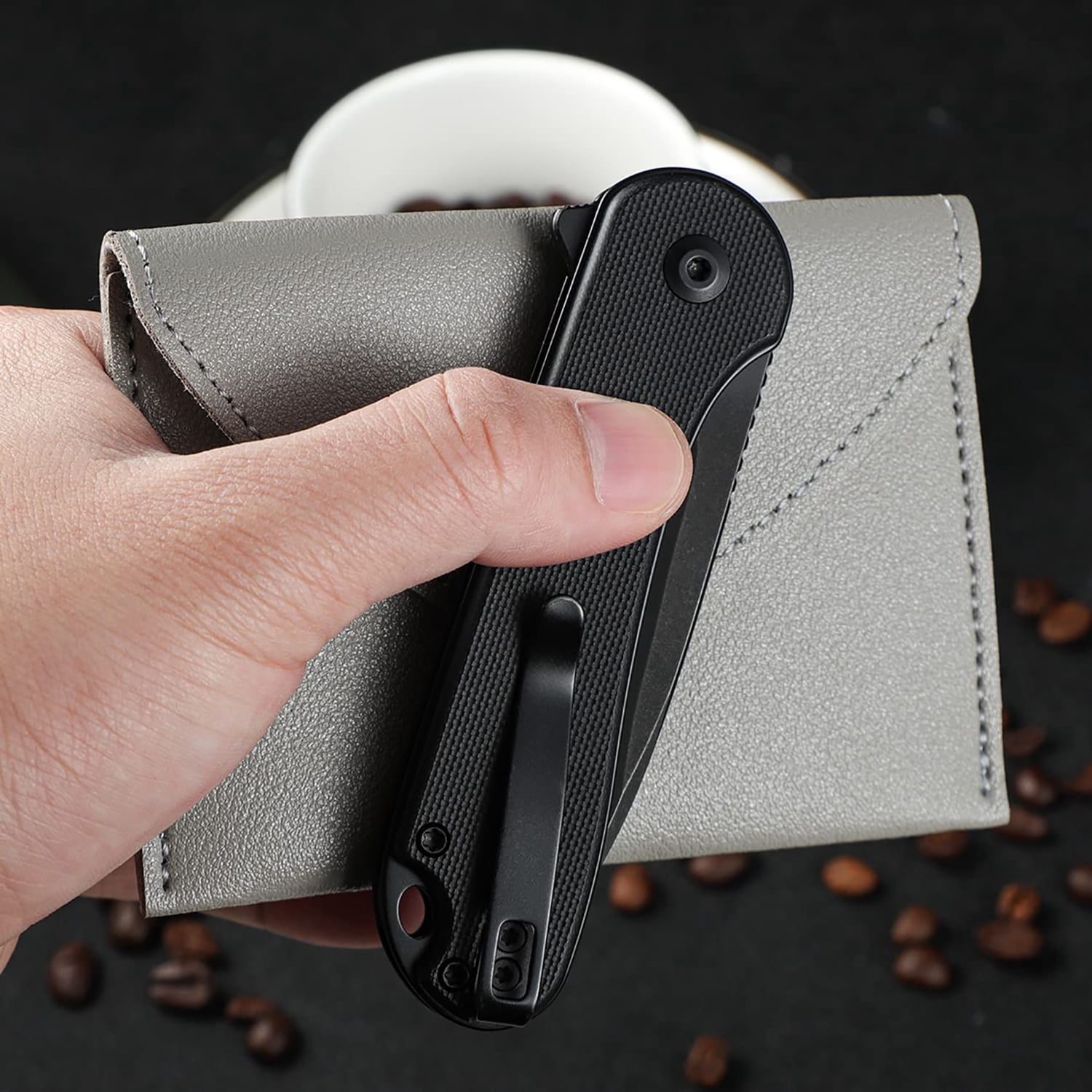 CIVIVI Button Lock Elementum II Pocket Folding Knife 2.96" Nitro-V Blade G10 Handle Utility Knife with Deep Carry Pocket Clip for Camping Hiking Hunting WM-C18062P-1