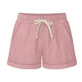 thumbnail image 2 of uublik Plus Size Shorts for Women Super Soft Drawstring Lounge Shorts Pink, 2 of 3