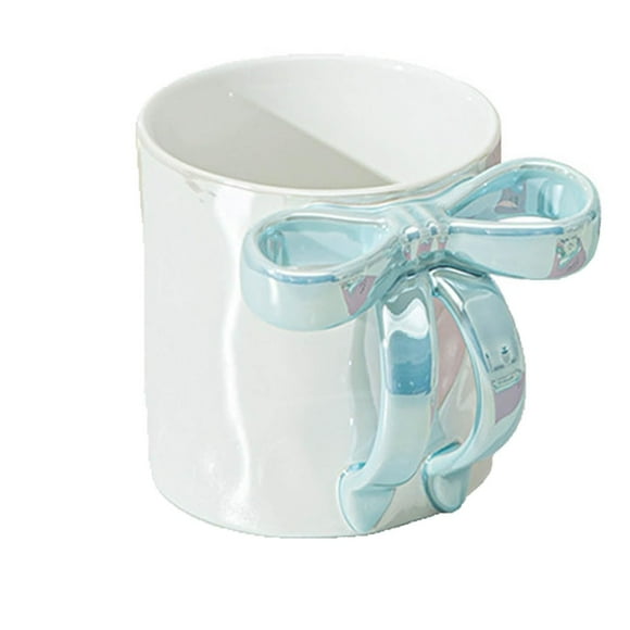 TIELUTT 12oz Ribbon Mugs with Bow Handle Christmas Mug Ceramic Christmas Bow Hot Coffee Mug for Women Coworker Valentine's Water Cups Reusable Glasses 32 Wait for It Mug 60s Drinking Glasses Wide Mug