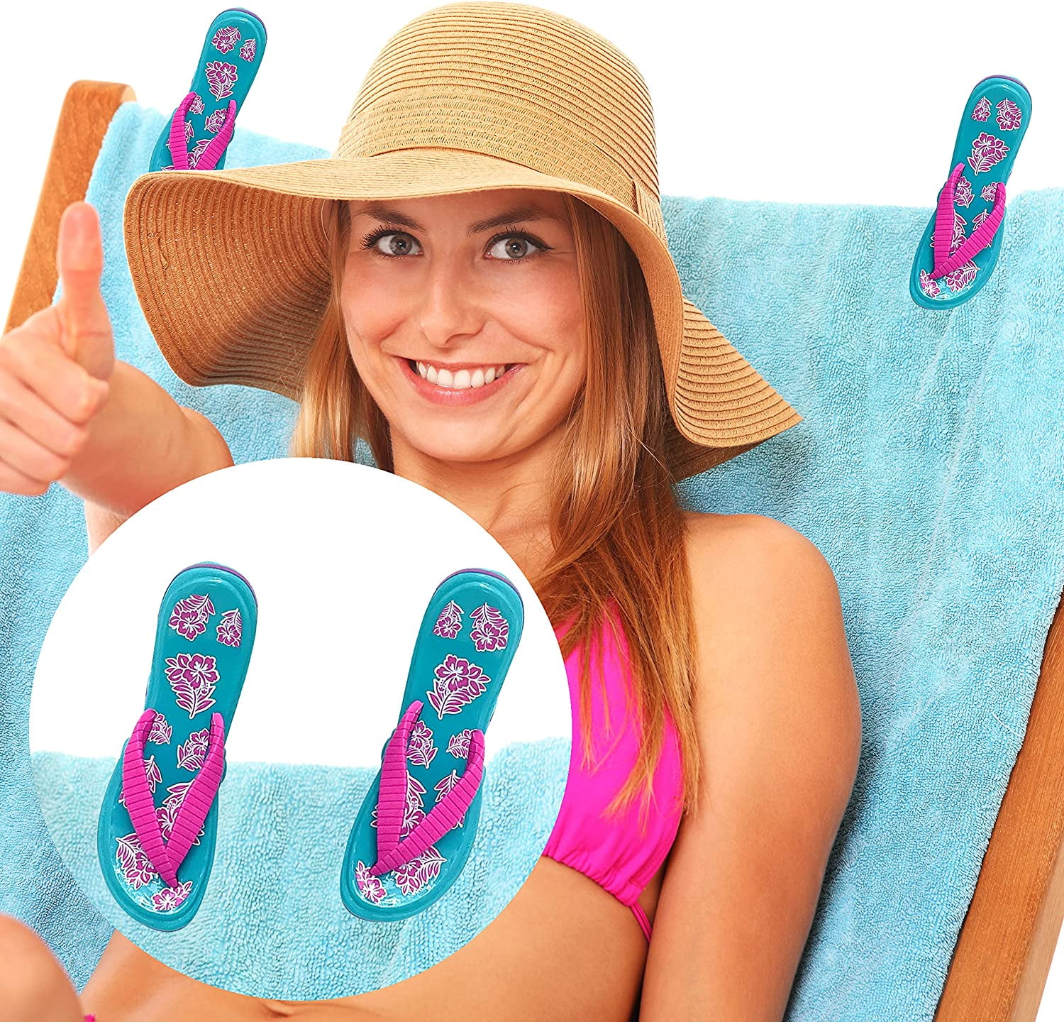 PERFORMORE Flip Flop Beach Towel Clips Set of 2 Portable Towel Holder Clips Walmart