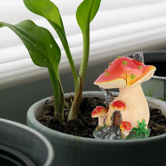 Resin Ornament, Exquisite Texture Mushroom Decor, Cute and Unique Mushroom Shape Courtyard for Landscape Production Scenic Decoration Miniature Garden