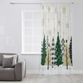 thumbnail image 3 of Christmas Tree Semi Sheer Curtains Drapes for Living Room,Bedroom,French Doors Window 63 Inches Long,Green Beige Black Xmas Tree Winter Snowflake Rod Pocket Chiffon Curtain Drapery Voile Drape Panel, 3 of 6