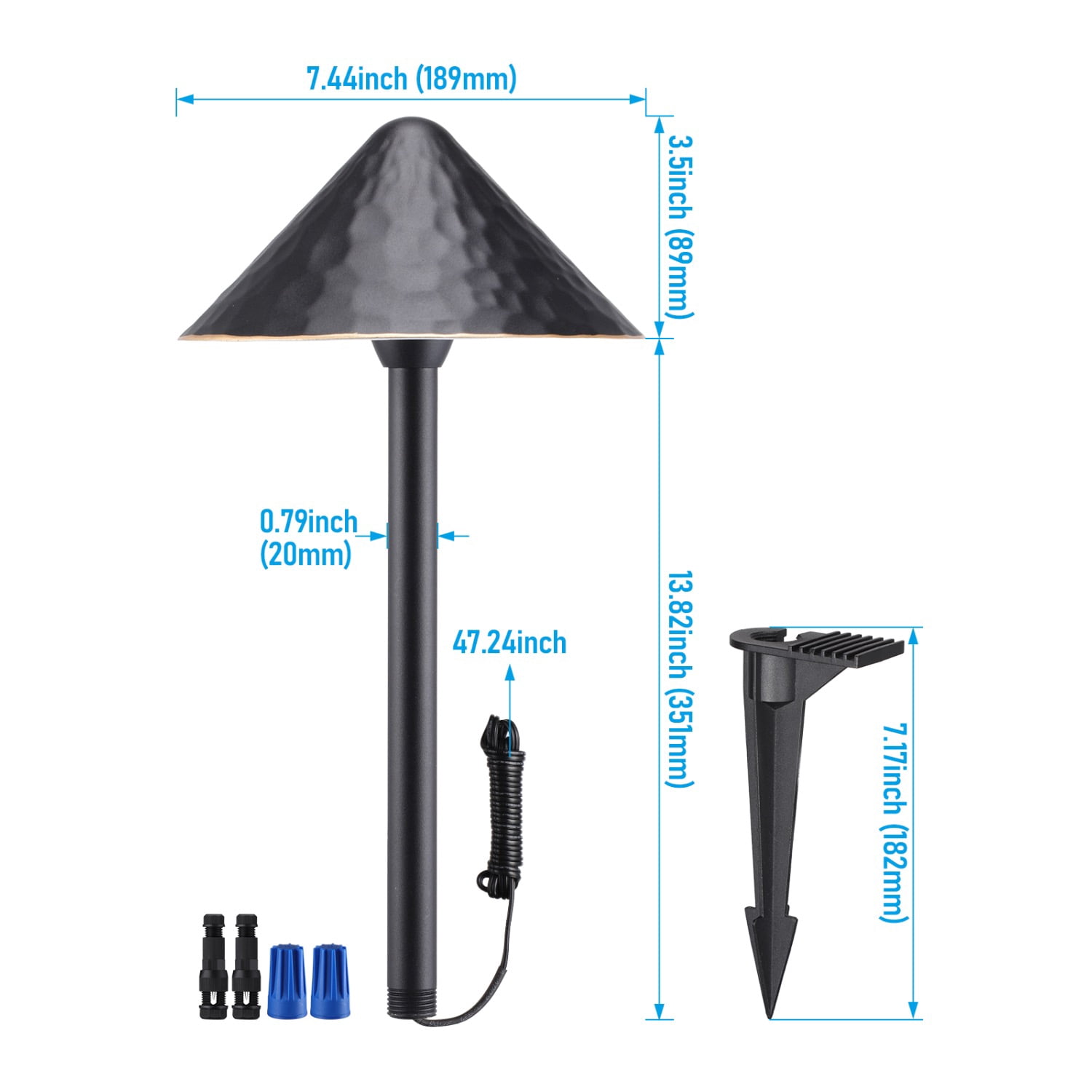 12 Pack 12-24V AC/DC 3W LED Landscape Lights, IP65 Waterproof Pathway Lights, CRI90, ETL Certified, Gold Edged Black Aluminum Housing, 1800K/2700K/3000K/4000K/5000K Selectable