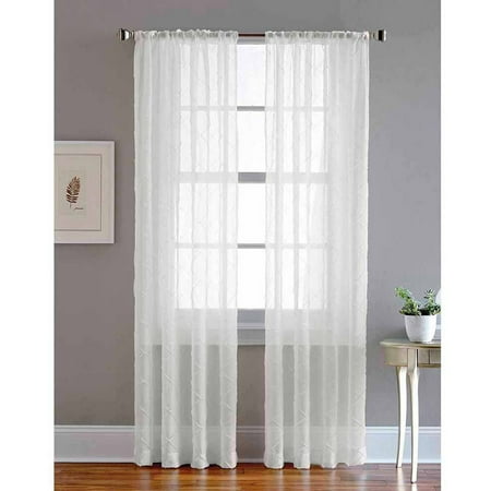 Pintuck Rod Pocket Sheer Curtain Panel Walmart Com