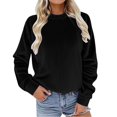 thumbnail image 2 of VISALY Pullover Crewneck Sweatshirt Tunic Sweatshirt Autumn Winter Casual Sport Solid Pullover Tops Long Sleeve Crewneck Oversized Sweatshirts Comfy Sweaters Sweatshirt Thick Sweatshirts Black L, 2 of 9