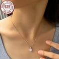 thumbnail image 4 of Shiny Solid 925 Sterling Silver Round Cubic Zircon Pendent Necklace Women Party, 4 of 7