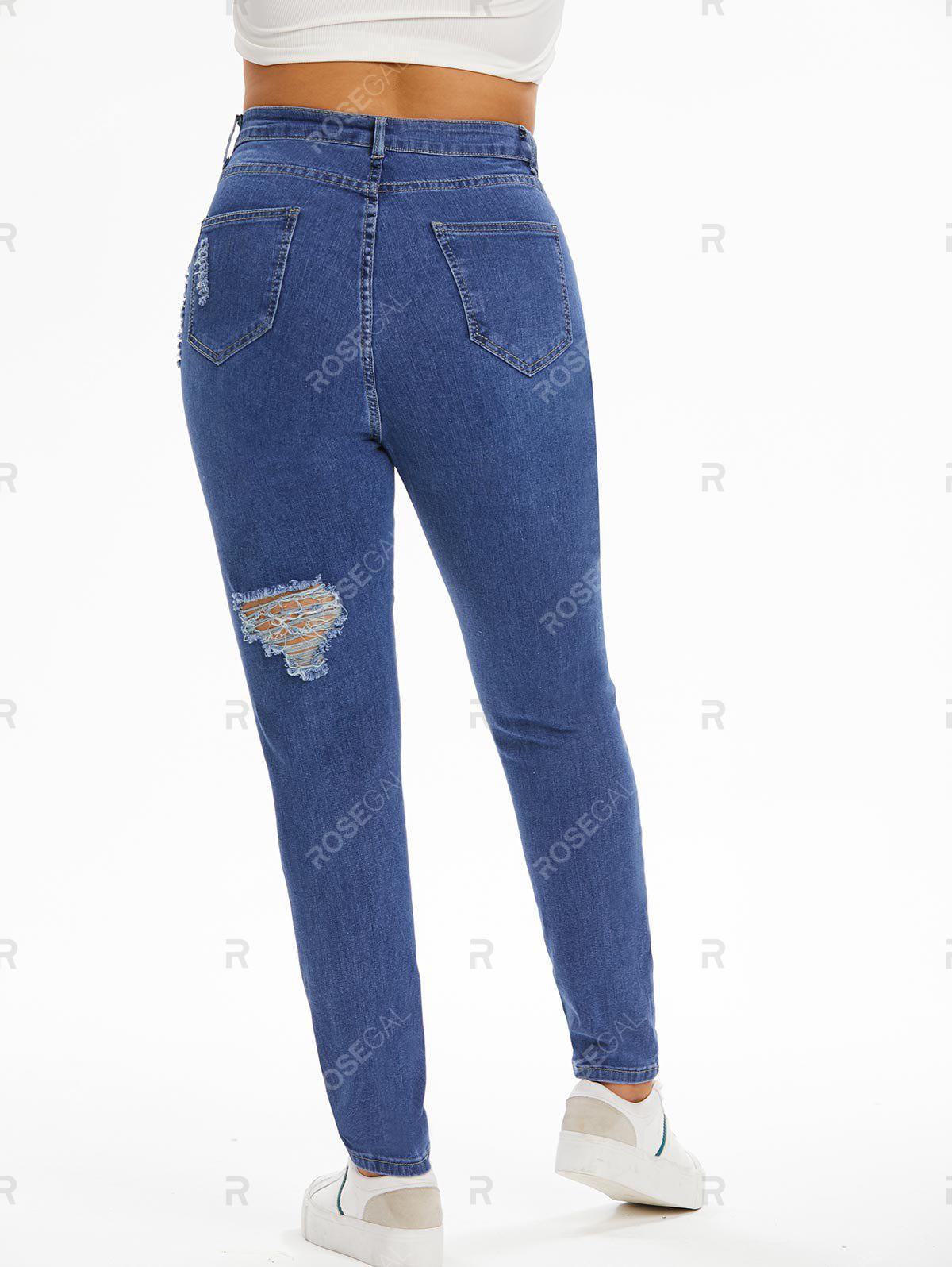 Jeans Rasgados Flacos Talla Extra Rosegal Vaqueros de talla grande