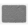 thumbnail image 1 of Abstract Surreal Bath Mat, Optical Illusion Look Monochrome Stripes Waves Print, Plush Bathroom Decor Mat with Non Slip Backing, 29.5" X 17.5", Charcoal Grey and White, by Ambesonne, 1 of 2