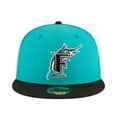 thumbnail image 2 of Men's New Era Aqua Florida Marlins World Series Wool 59FIFTY Fitted Hat, 2 of 6