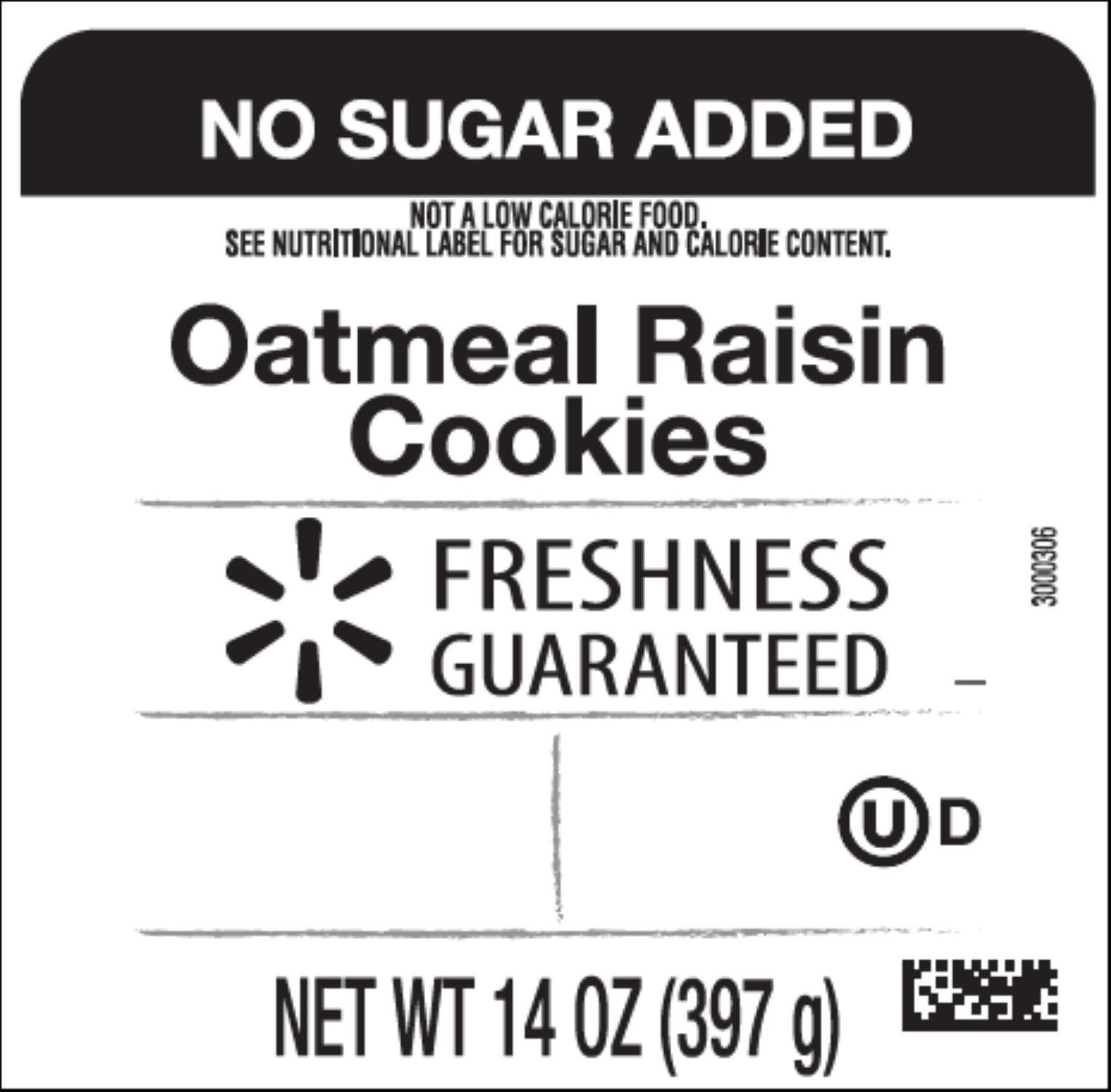 Freshness Guaranteed No Sugar Added Oatmeal Raisin Bakery Cookies, 14 oz