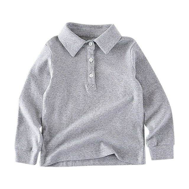 Tranfacy Chemises à Manches Longues pour Filles, Hauts d'Automne, Chemises à Manches Longues pour Filles de 1 à 8 Ans Couleur Unie Col Rabattu Mignon Chemises Décontractées d'Automne