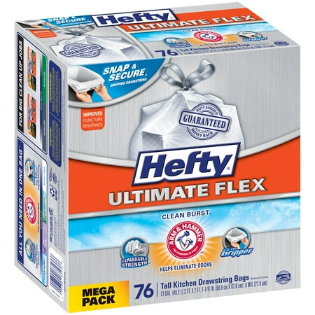 Hefty® Ultimate Flex™ Clean Burst™ Tall Kitchen Drawstring 13 Gallon Garbage Bags 76 ct Box