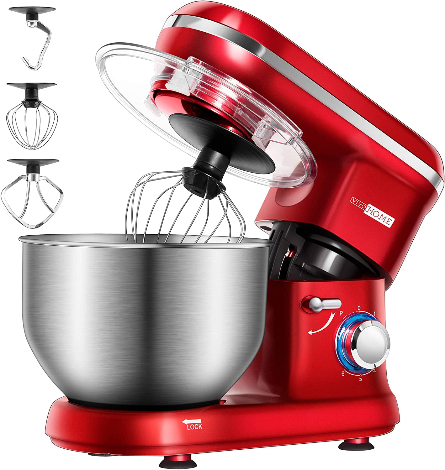 CHEFTRONIC Stand Mixers Tilt-head Mixers Kitchen Electric Dough Mixer for Household Aids 120V/350W 4.2qt Stainless Steel Bowl 