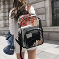 thumbnail image 6 of Large Clear PVC Backpack Heavy Duty See Through Backpack for Adults Work Travel, Crimson Rose Printed 12L, 6 of 8