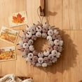 thumbnail image 4 of FeiFu Artificial Cloth Wrapped Pumpkin Wreath Autumn Thanksgiving Decoration Wreath Door Hanging Wall Hanging Ornament for Home Entryway Living Room Holiday Decor​, 4 of 6