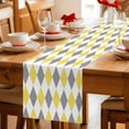 thumbnail image 5 of Yellow Grey Plaid Table Runner 108 Inches, Modern Geometric Minimalist Checkered Bed Runner Dresser Scarves Tabletop for Indoor Outdoor Parties/Ceremony/Banquet, 13"x 108", 5 of 9