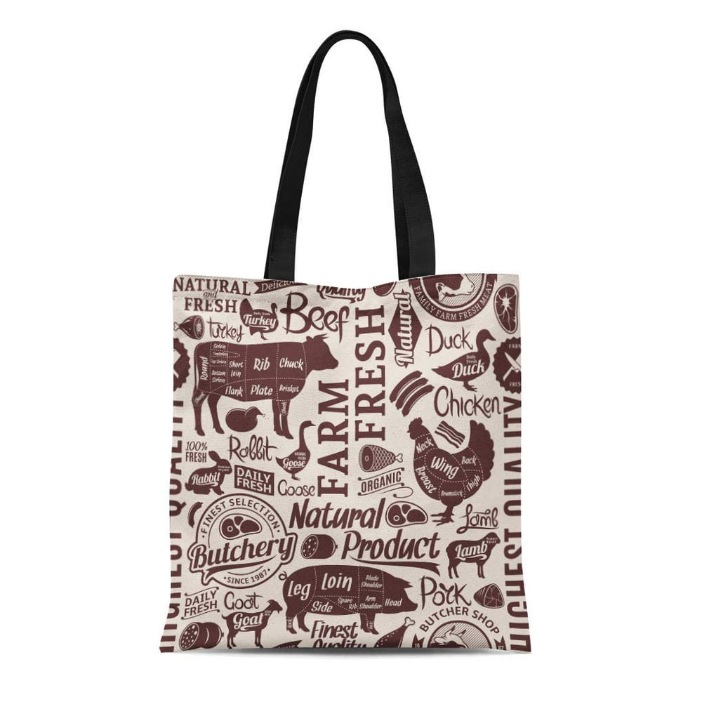 ASHLEIGH Canvas Tote Bag Typographic Butchery Farm and Butcher for ...